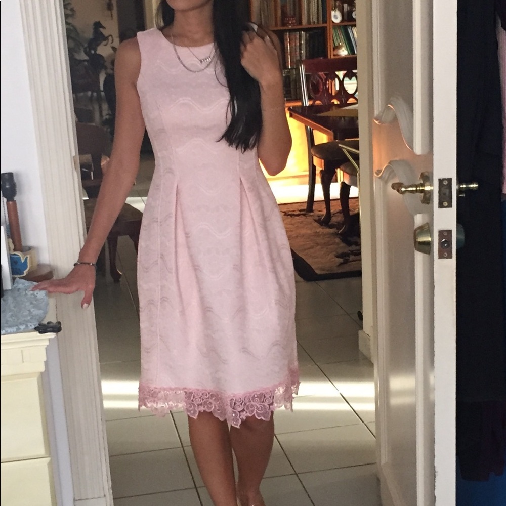 Elegant Pink Lace Prom Dress